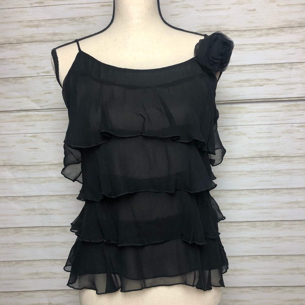 Arden B 100% Silk Ruffle Camisole